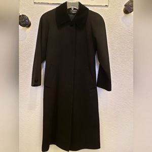 COPY - Larry Levine Black 100% Wool Vintage Classic Velvet Collar Overcoat - Si…